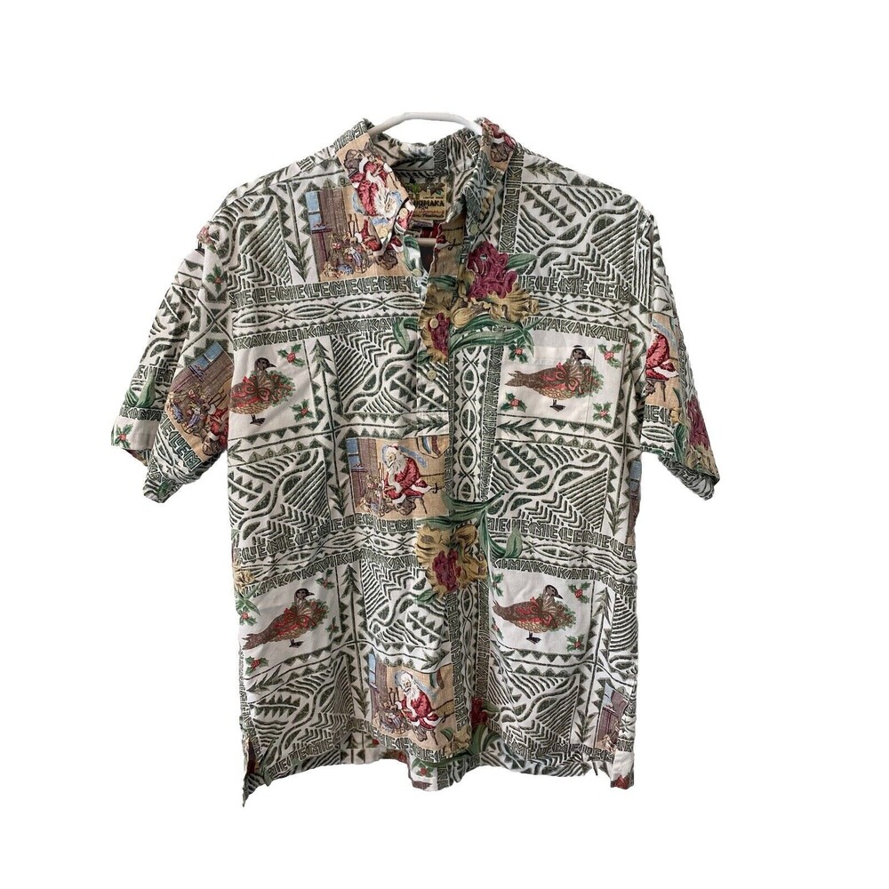 Vtg 1999 Reyn Spooner Mele Kalikimaka Hawaiian Christmas Shirt Santa Nene Sz XL